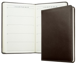5 Jahreskalender (vergleichend) PREMIUM LEDER SOFT GRAIN dunkelbraun (genarbt)
